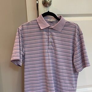Peter Millar Lavender Striped Polo Shirt- small